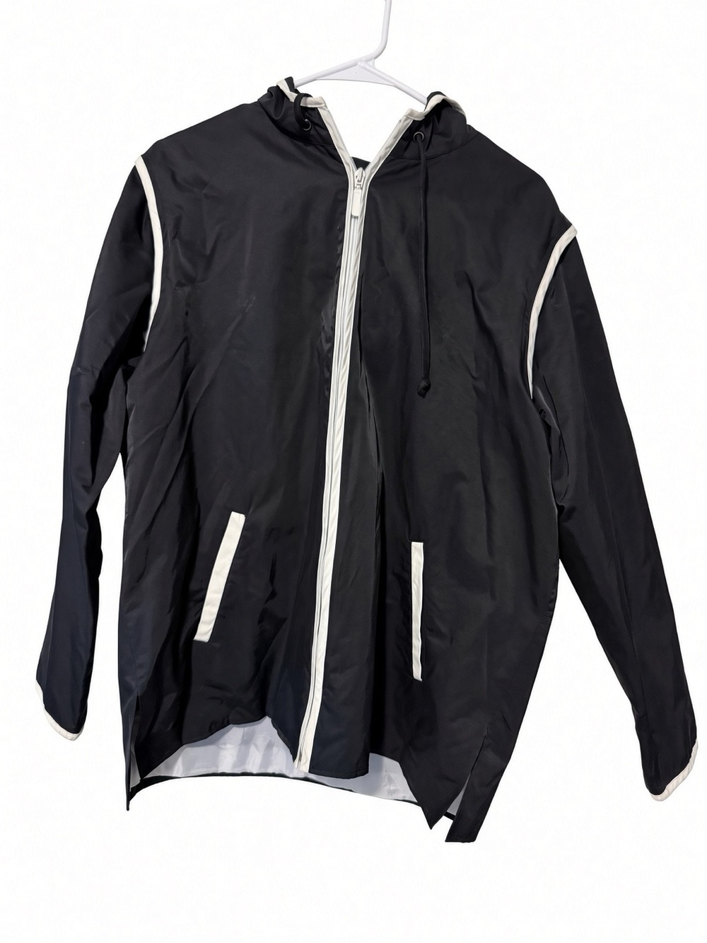 Liz Golf by Liz Claiborne Black White Hooded Windbreaker Jacket Size L